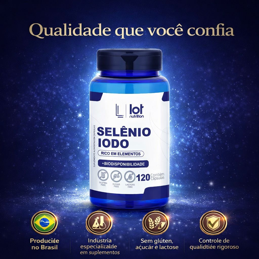Selênio 300mcg + Iodo 900mcg 60 Cápsulas – Tireoide e Imunidade | Lot Nutrition