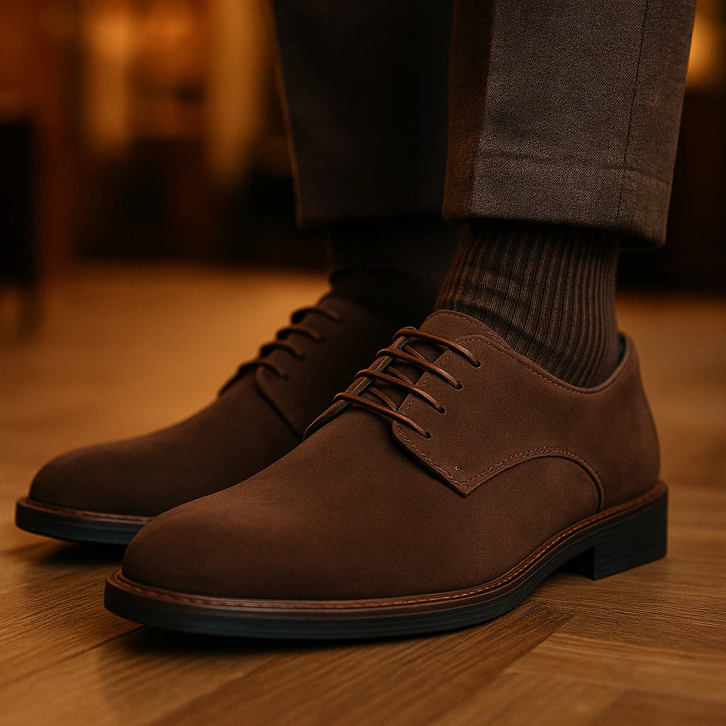 Sapato Oxford Elegante Camurça Legitimo Confortável Com Cadarço Promoção Imperdível