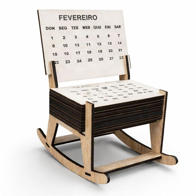 Calendário Cadeira Temático De Mesa Sala Decoração Em MDF 2026