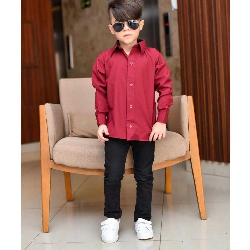 Camisa Infantil Masculina Social Manga Longa Slim Tecido Não Amarrota - Envio Rapido