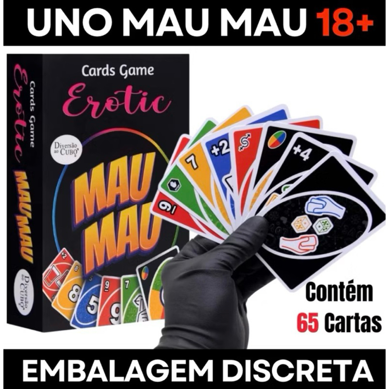 Baralho Uno mau mau 18+ Jogo de Cartas Uno para adultos amigos casal casais namorados diversão