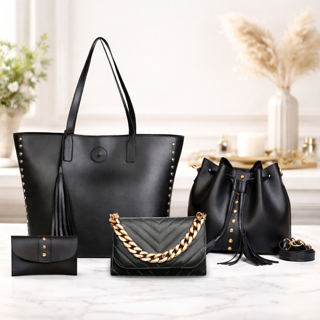 Bolsa Feminina Kit 4 Peças Sacola + Saco + Necessaire + Bolsa de Mão Envio Imediato.