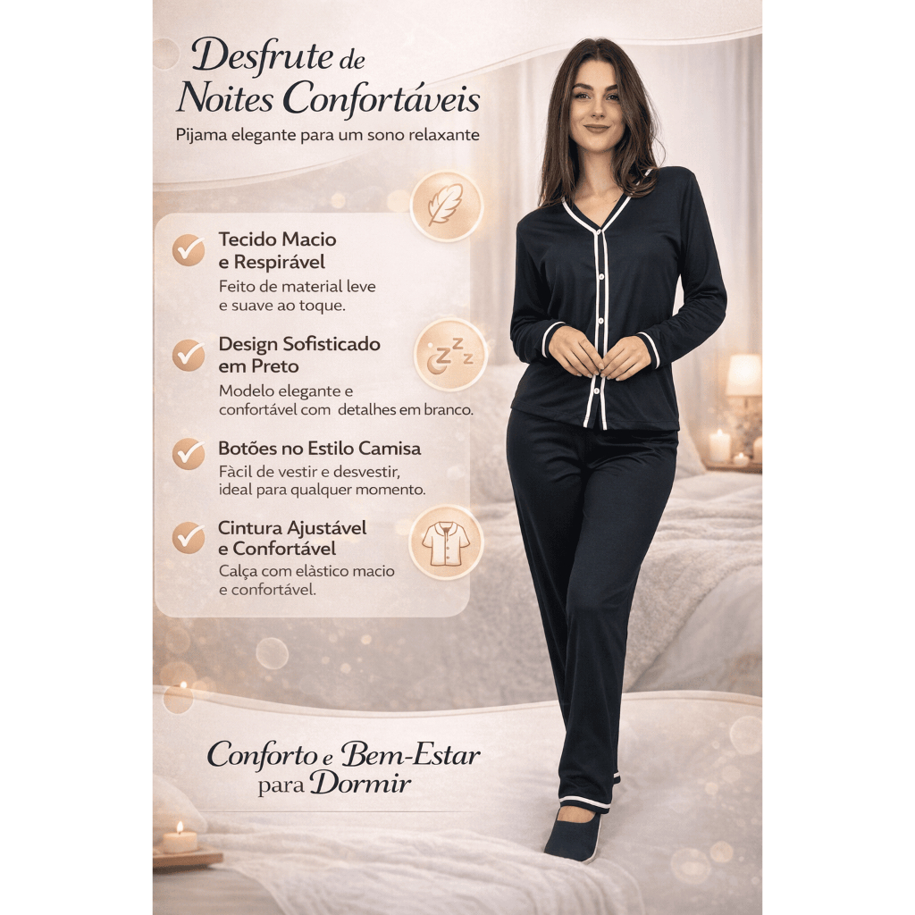 Pijama Inverno Manga Longa Blogueira Frio Botão Maternidade Cirúrgico Virgínia PROMOÇÃO