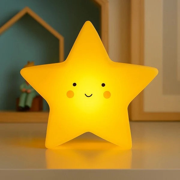 Mini Luminária Abajur Estrela Fofo Led Silicone Bateria