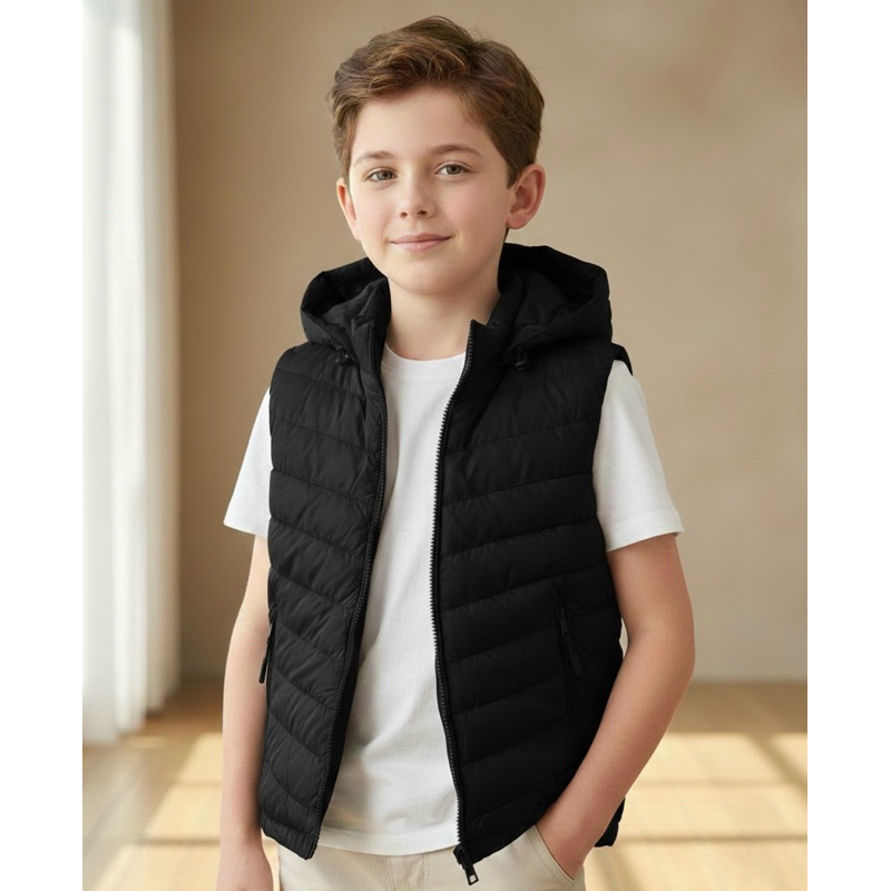 Colete De Inverno Para meninos Puffer Infantil Juvenil Luxo Com Capuz Removível Quentinho