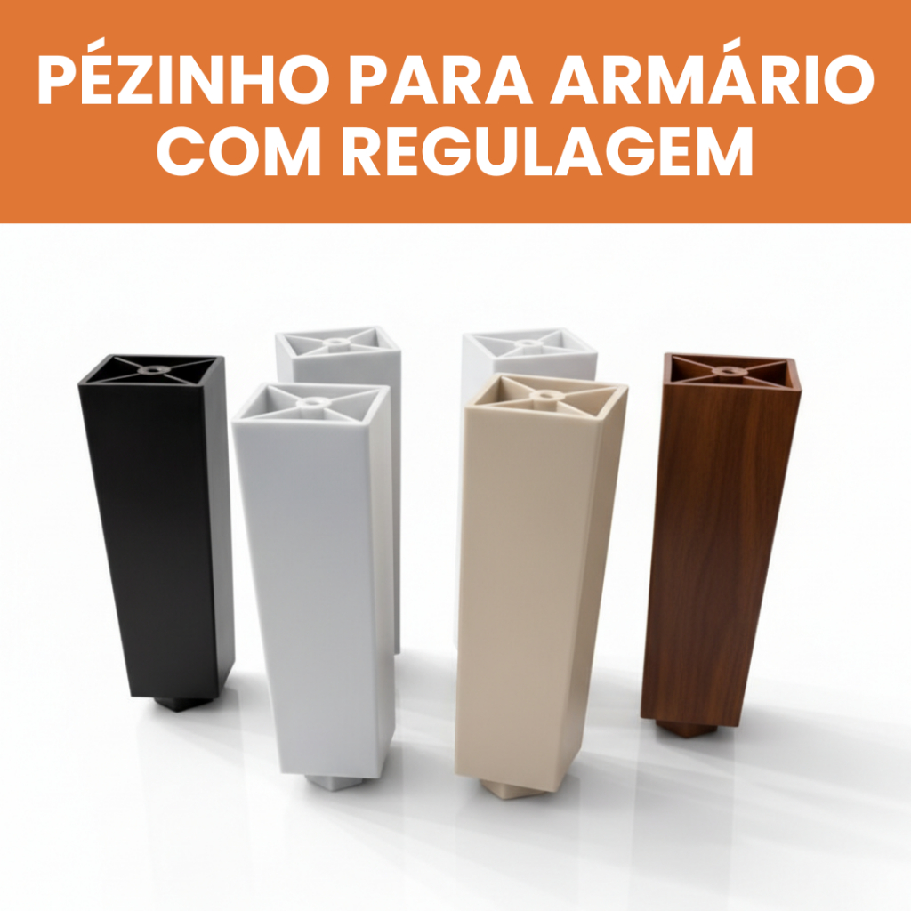 Kit Pé Pezinho Sapata Regulável Para Armários Gabinetes Banheiro Cozinha Ajustável 130mm Cores