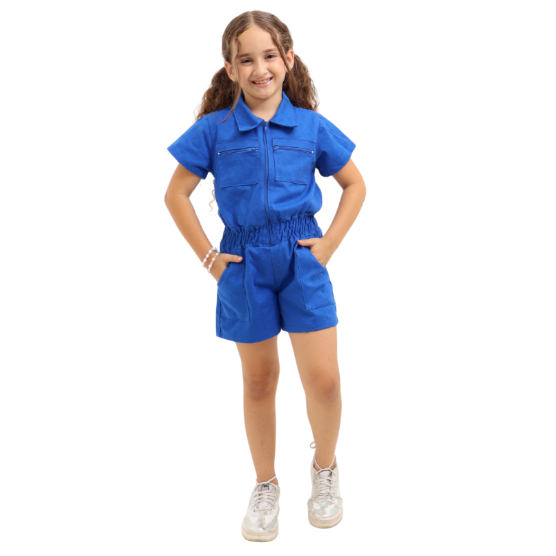 Macaquito infantil ziper azul feminino menina Blogueirinha Diva
