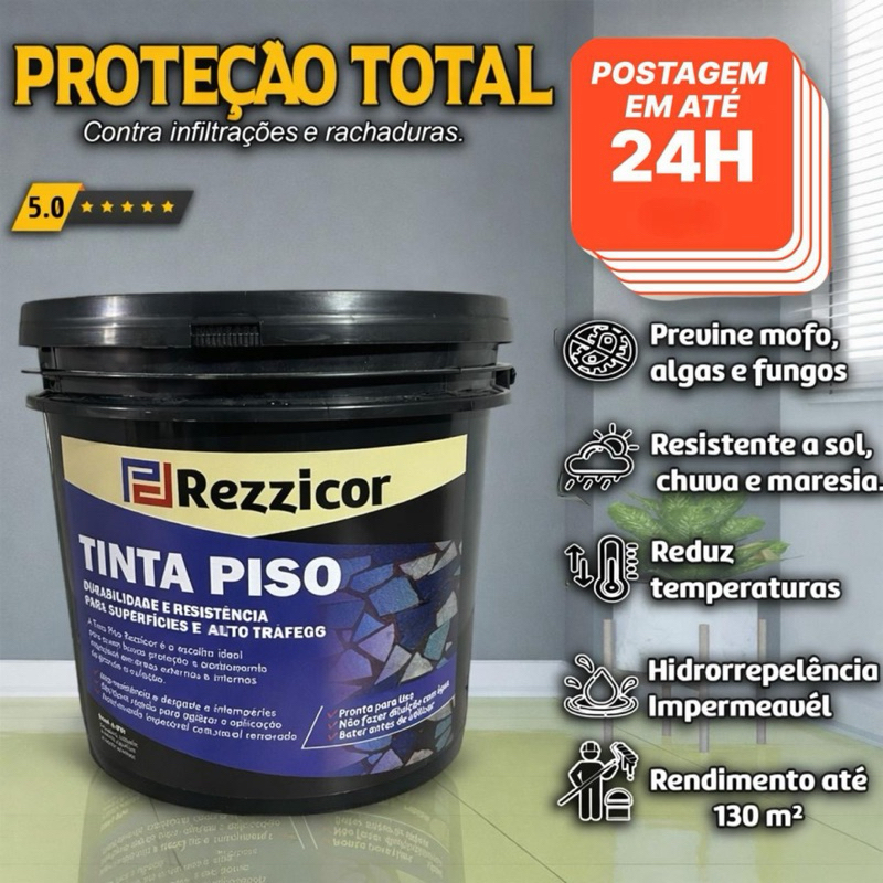 Tinta Piso Rezzicor 4kg/18kg Anti-Derrapante Quadra-Piso-Concreto Envio 24H