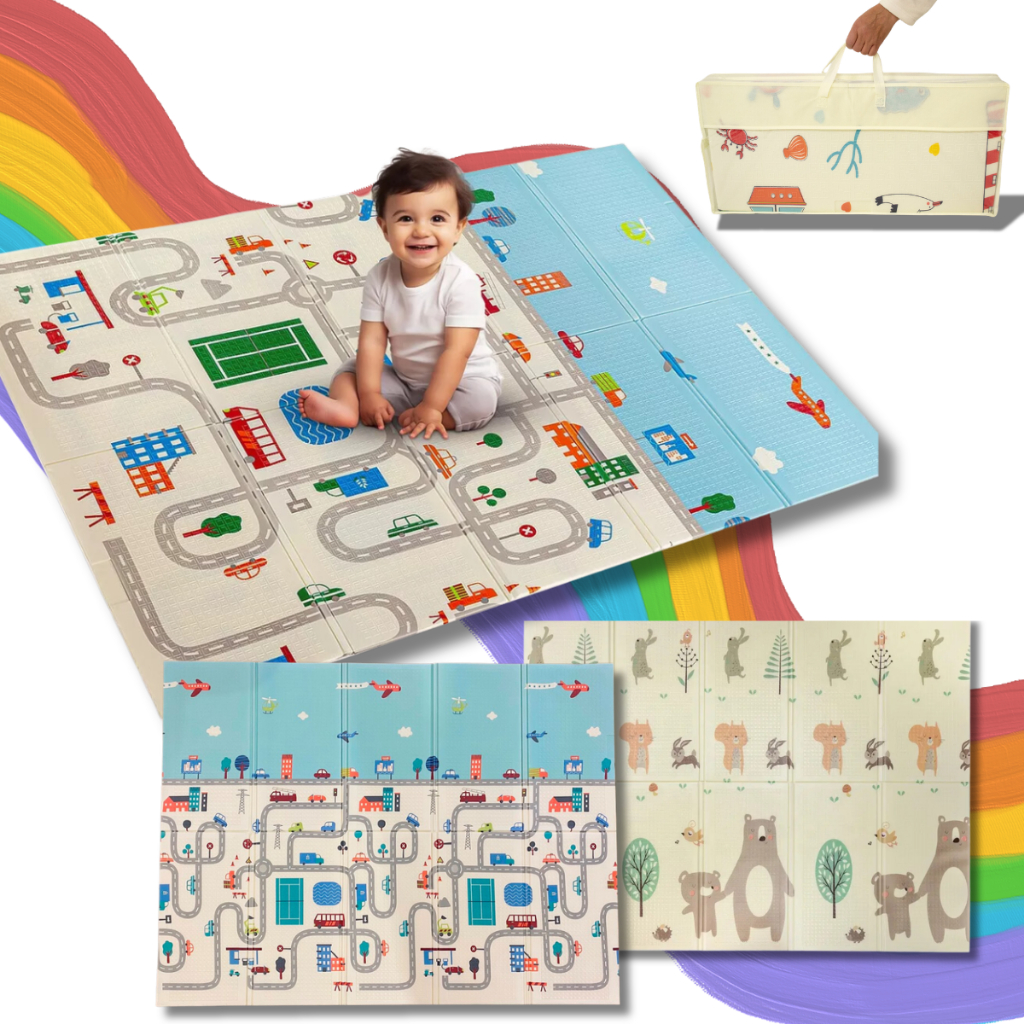 Tapete de Atividades Térmico 200x150 Para Bebes Dobrável Dupla Face Emborrachado Infantil Tatame Impermeável Educativo