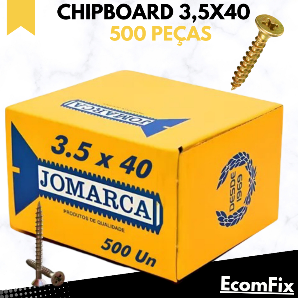 Parafuso Para Madeira Chipboard 3,5 X 40  Chata Phillips Madeira - Caixa Com 500 Peças - JOMARCA