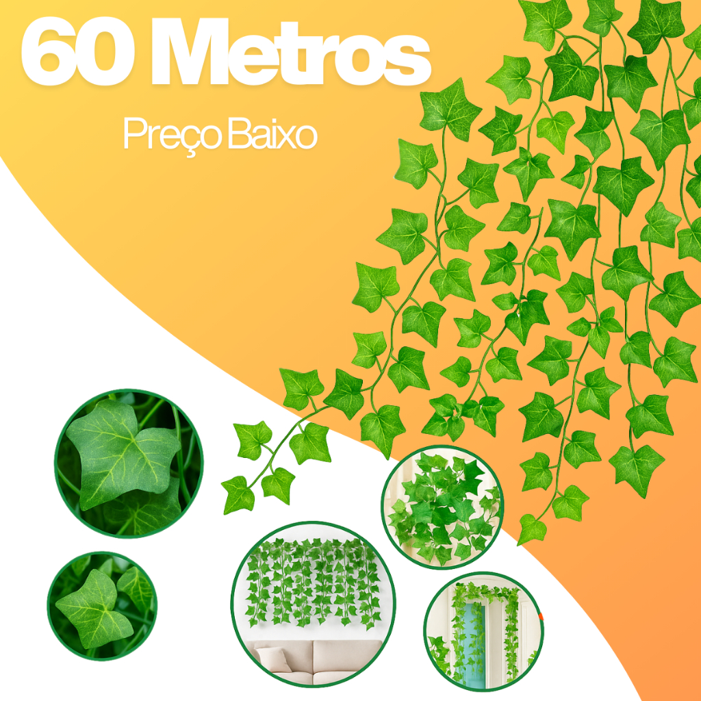 60 Metros Heras Trepadeira Artificial Verde Realista Pacote