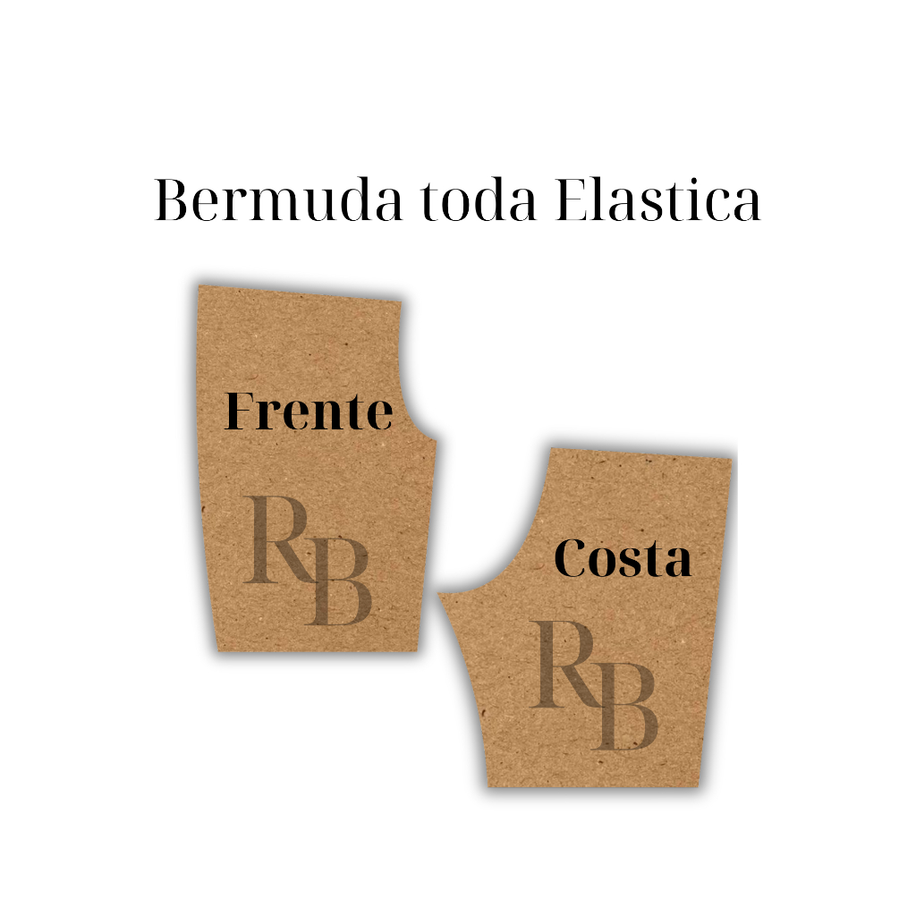 Molde de Bermuda, modelagem de bermuda com Cintura Toda elástica em papel semi Kraft