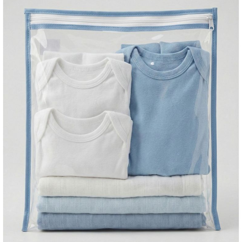 Kit 10 Saquinhos Maternidade Organizadores Transparentes Multiuso com Zíper 28x33cm