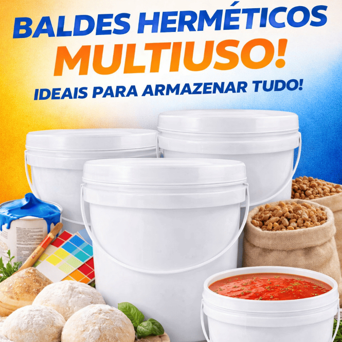Kit 2 Balde Plástico Atóxico Alimentício 3,6L Tampa Hermética ultra pratico tinta graos azeitonas