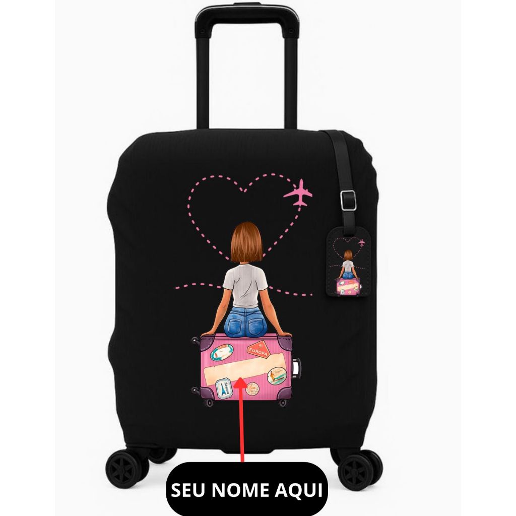 Capa De Mala Feminina 8 a 23KG P-M-G Personalizada Protetor Bagagem Para Viagem Protetora Grande
