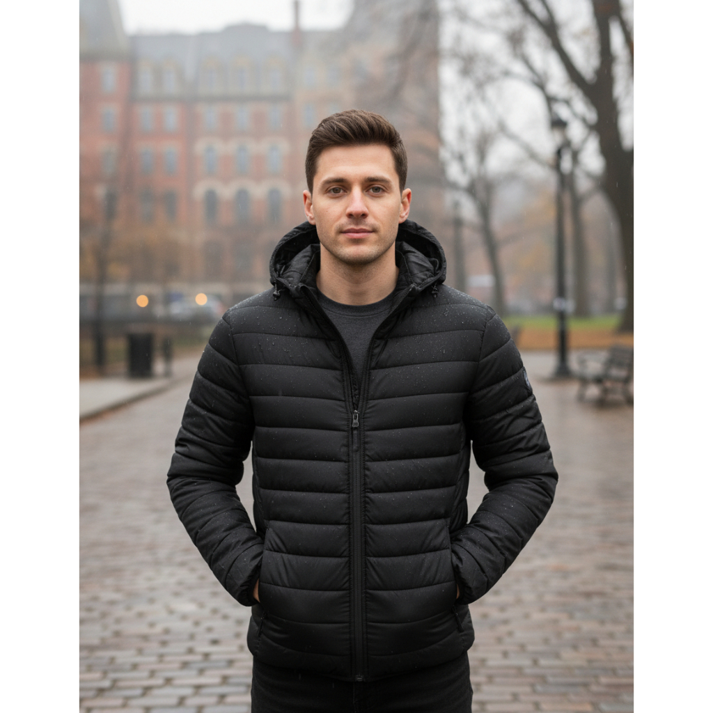 Jaqueta Puffer Bobojaco Corta Vento Impermeável Nylon Frio Reforçada Capuz Removível