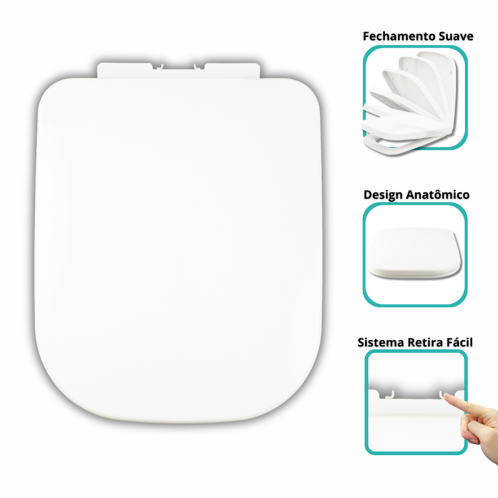 Assento Sanitário Tampa Vaso P/ Deca Quadra Axis Polo Unic Piano Soft Close 6lpf | Roca - Debba Gap