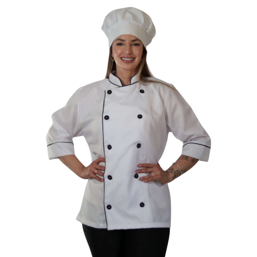 Dolma Chef Uniforme Doma Gola Padre Cozinha Unissex Manga