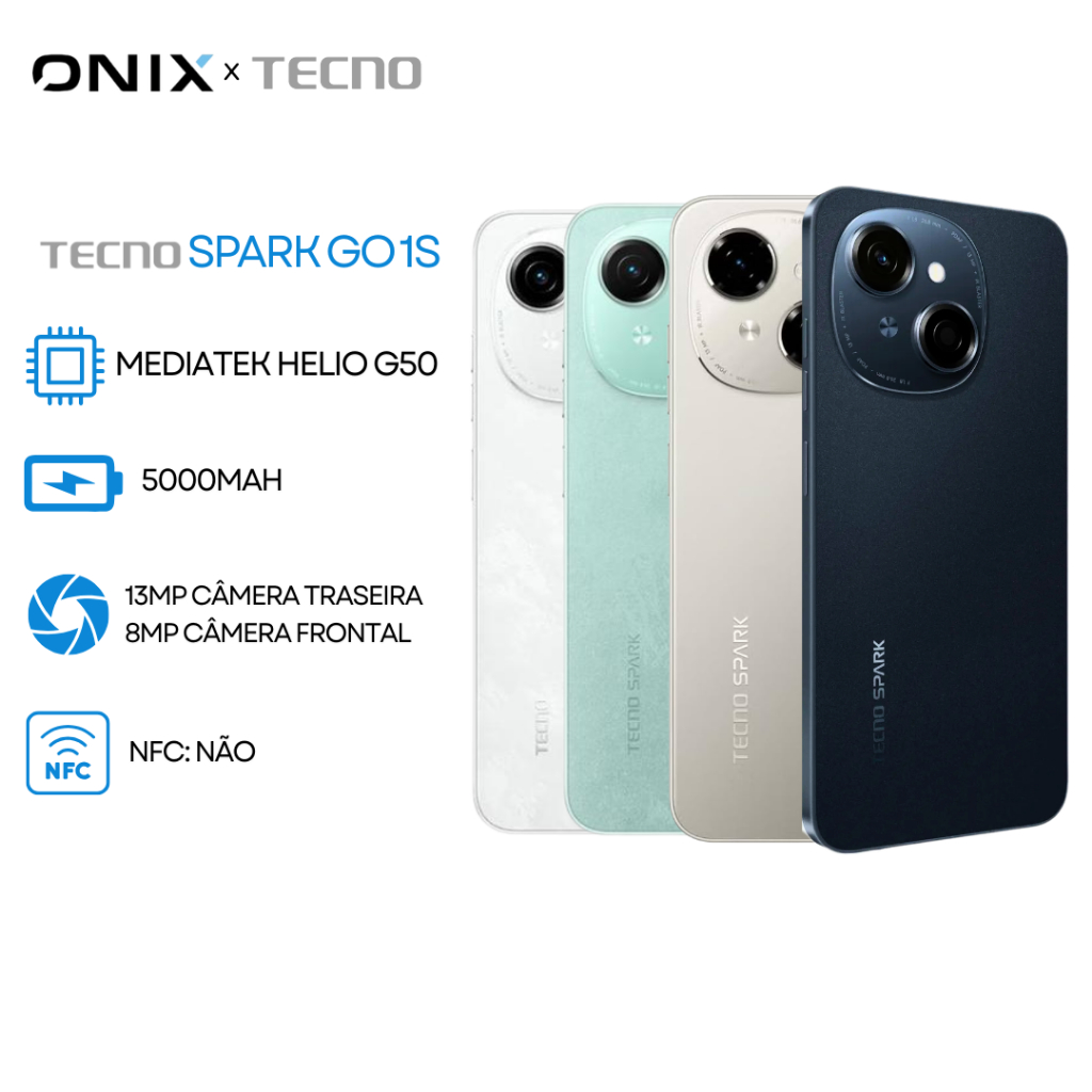 Tecno Spark Go 1S 4G,Versão Avançada 2026, 64GB e 3GB RAM, e Spark Go 1, Bateria 5000MAH, VERSÃO GLOBAL