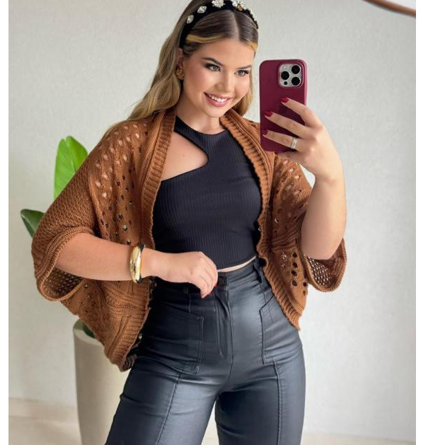 CAPA KIMONO TRICOT TRICOT CROCHE PLUS SIZE FEMININO RENDADO MODA ELEGANTE MODA INVERNO