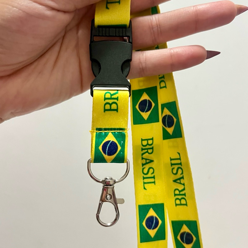 Cordão Pescoço Brasil Chaveiro Tirante Engate Rápido
