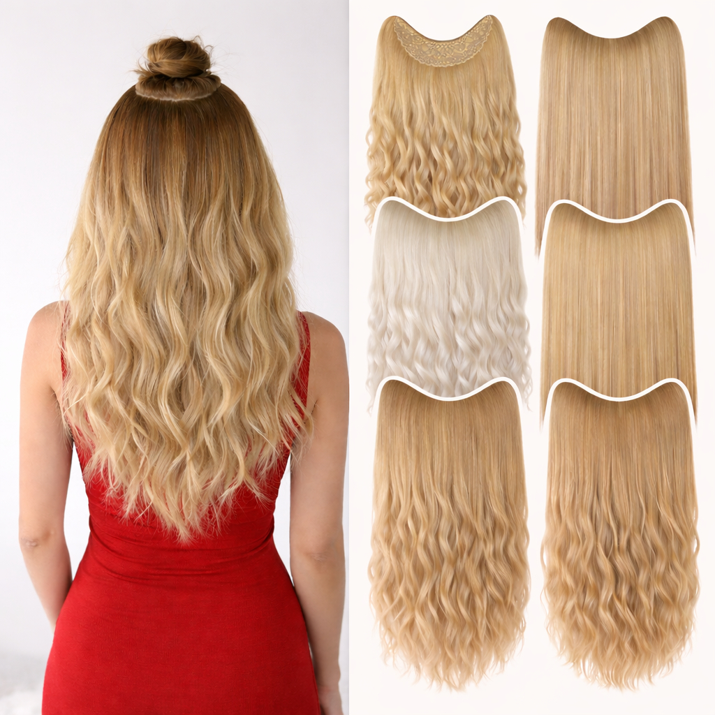 Aplique Cabelo Tic tac Loiro Iluminado Platinado Extensão Mesclado Claro Mel Mega Hair Humano Orgânica Ondulado Liso