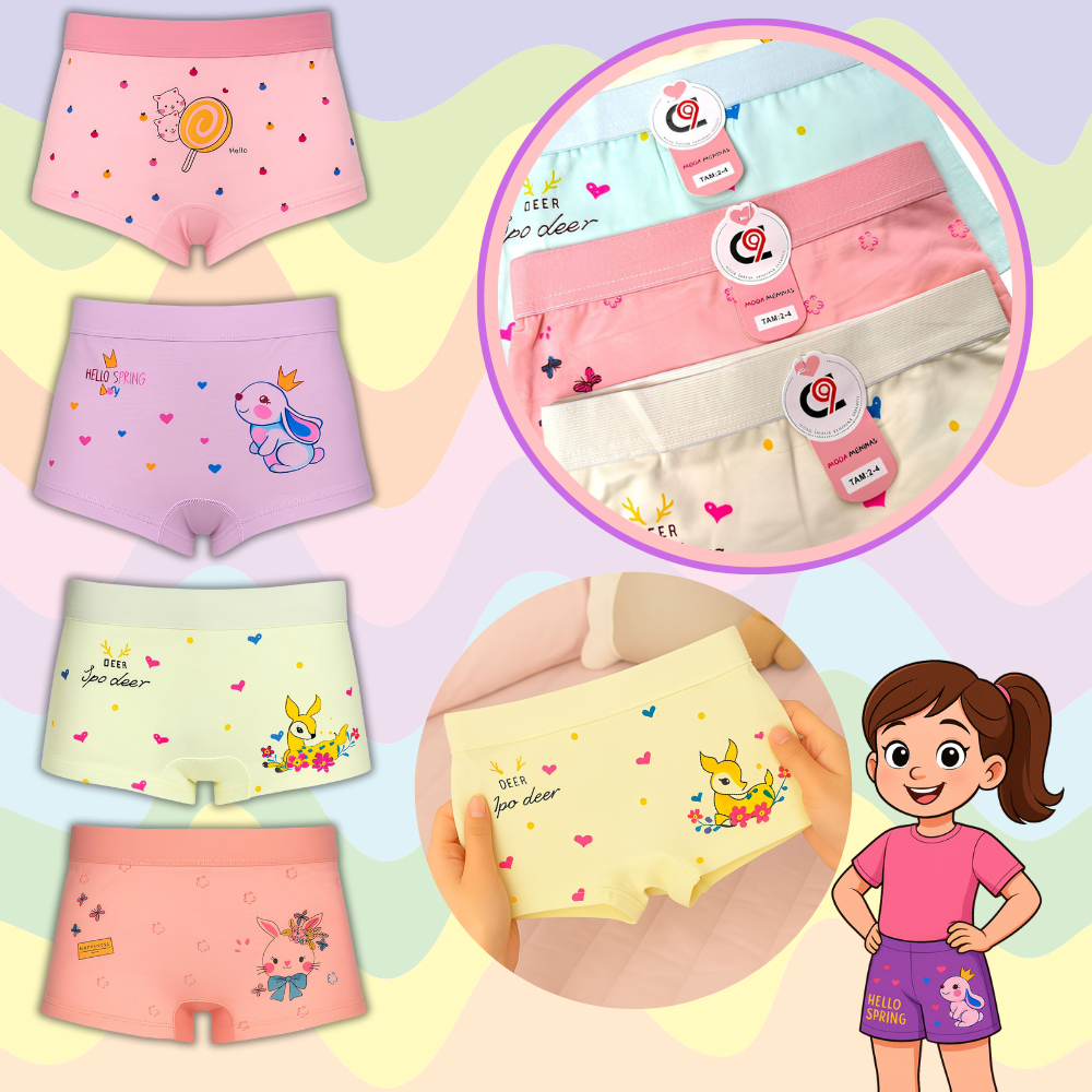 Calcinha Kit 10, 6 ou 4 unidades Box Shortinho Menina Infantil estampada confortavel