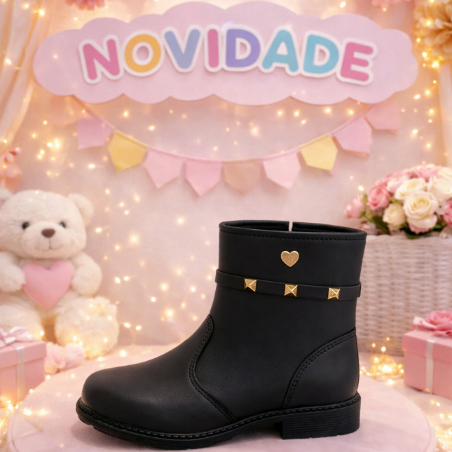 BOTA INFANTIL FEMININA CANO BAIXO/MEDIO ZIPER  LANÇAMENTO  MACIA CONFORTAVEL COLEÇÃO OUTONO INVERNO