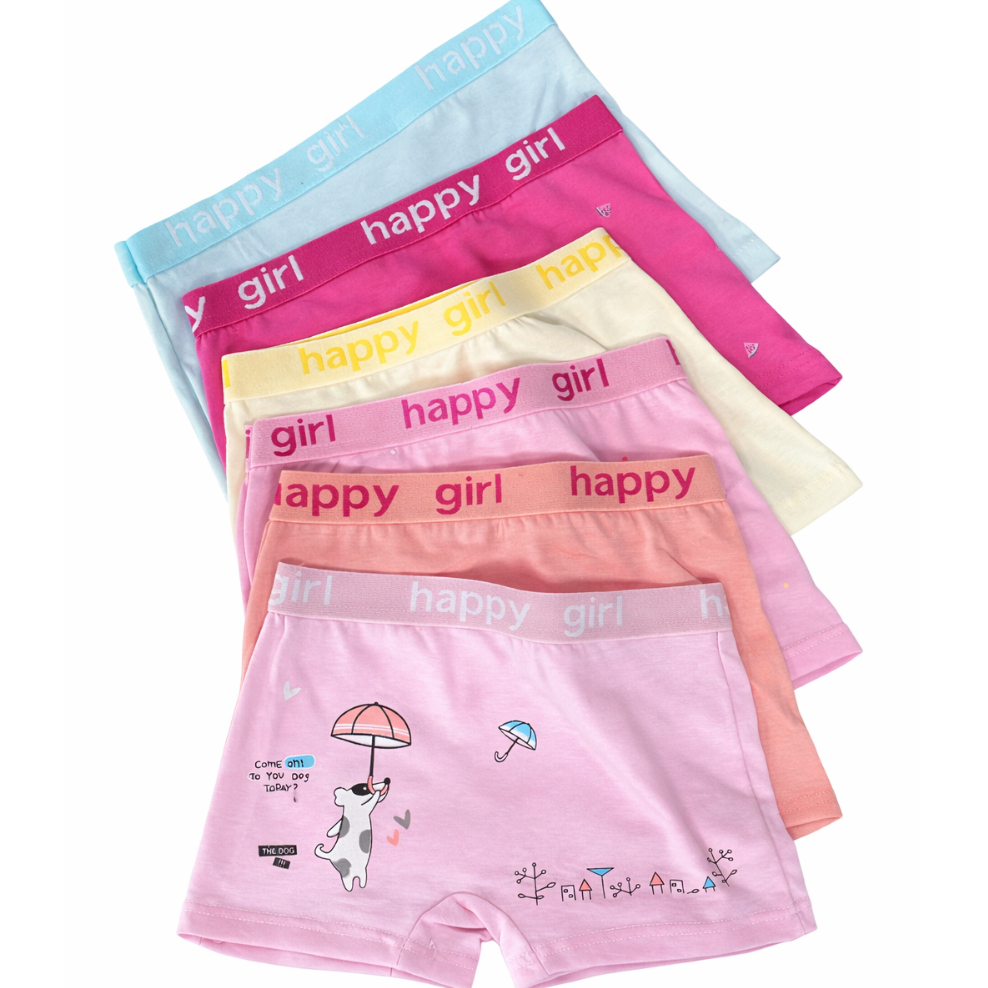 Kit Calcinhas Infantil Boxer Menina Shortinho Estampadas Coloridas