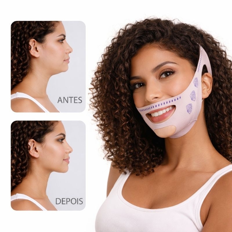 Máscara Lifting V-Line | Antiflacidez Papada Queixo Duplo | Cinta Facial Modeladora Reafirmante