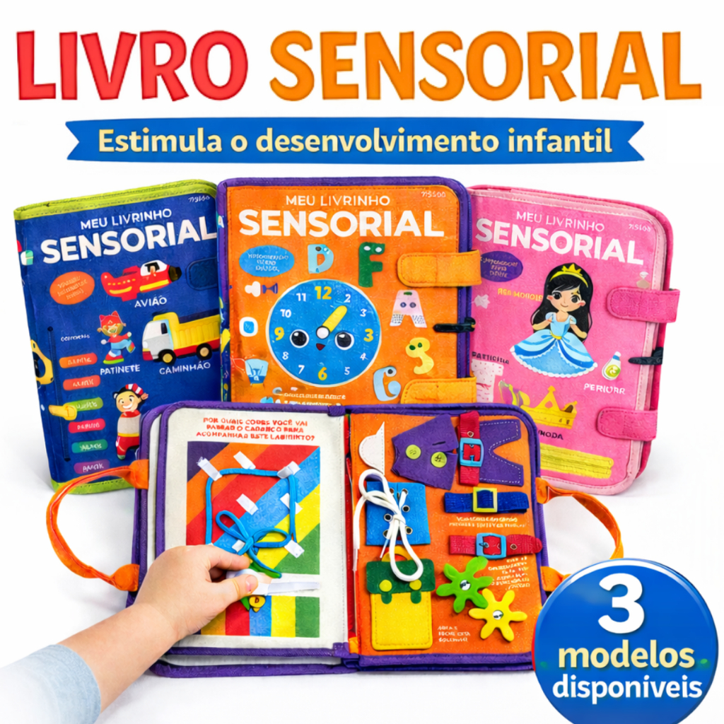 Livro Sensorial Educativo Montessori Maleta Atividades Habilidades Motoras Finas Desenvolvimento Infantil