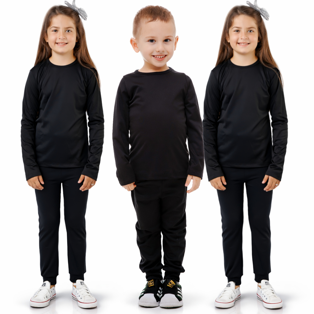 Kit 3 Conjuntos Inverno Térmico Flanelado Infantil (Blusa + Calça) 1 a 14