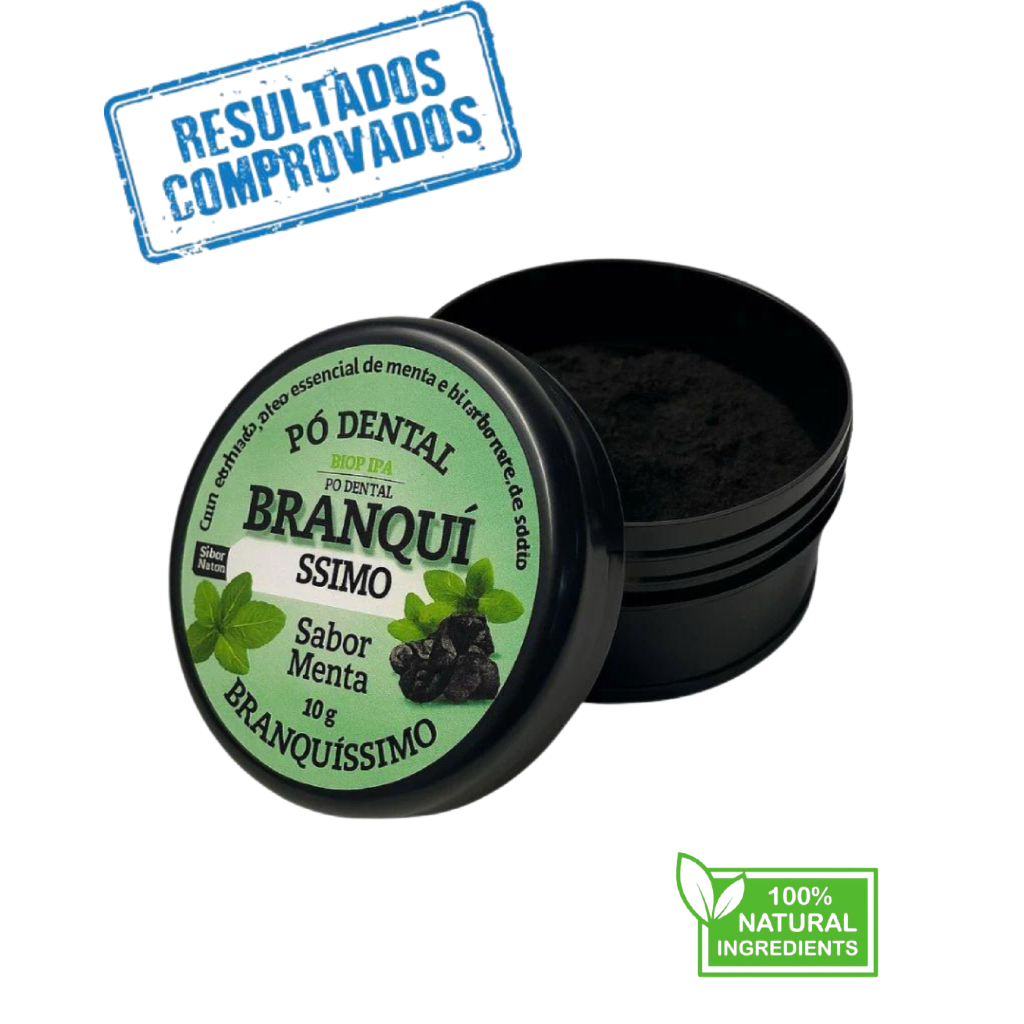 Pó Dental para Limpeza Bucal Completa – Alternativa à Pasta Tradicional com Sensação de Frescor