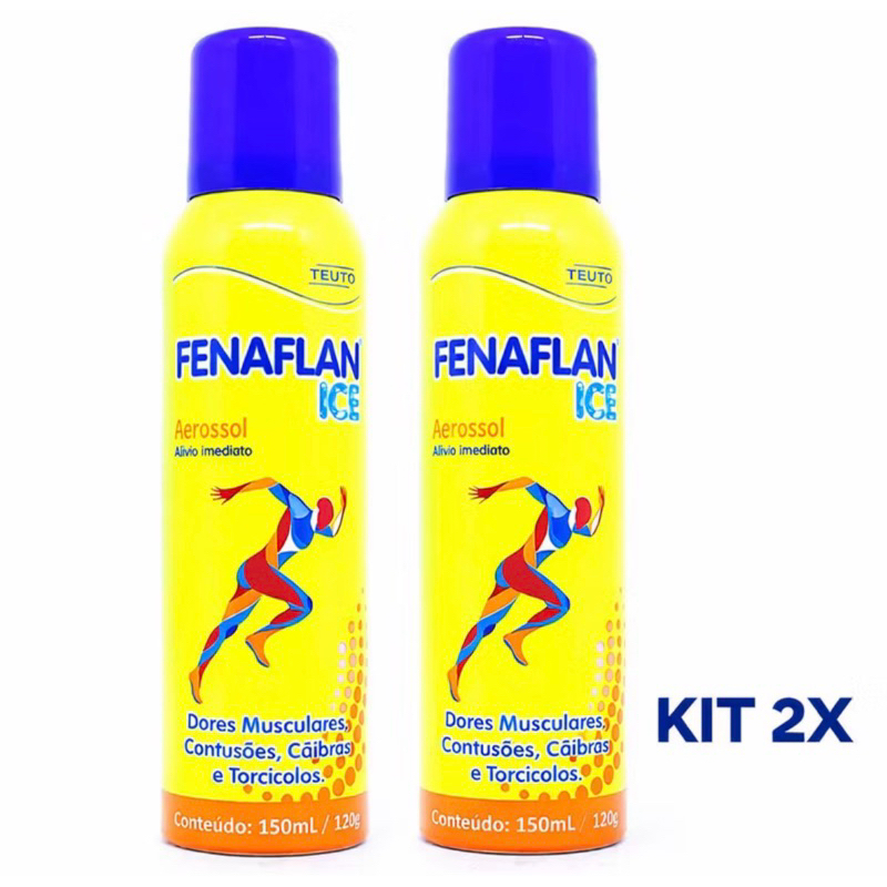 KIT C/2 Fenaflan Ice Aerosol Massageador 150ml com Alívio Rápido das Dores