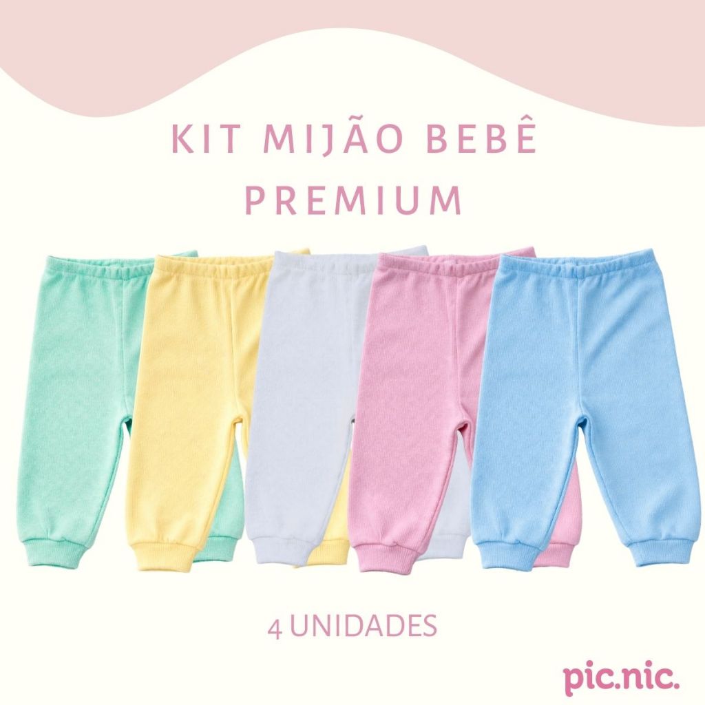 Kit 4 Calça Mijão Pagão Bebê Malha 100% Algodão Menino Menina Lisas