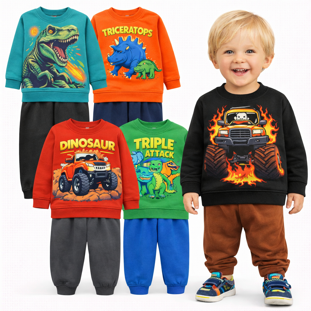 Kit Sortidos 2 ou 6 peças Roupas de Moletom Infantil Masculino INVERNO Conjuntos de Moletom Bebê Infantil Menino Frio