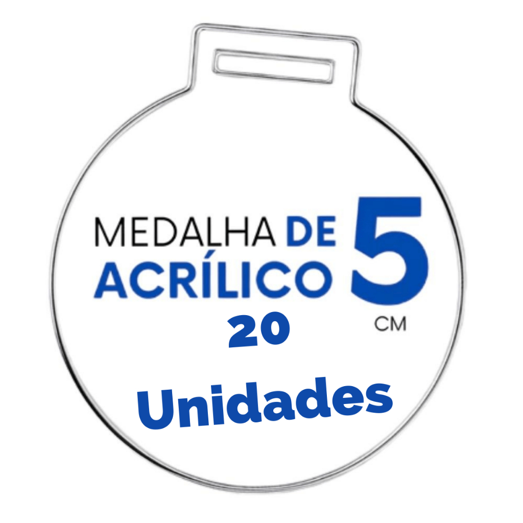 Kit Medalhas Acrílico Cristal 2mm Redonda Lisa 5cm 20 Unidades