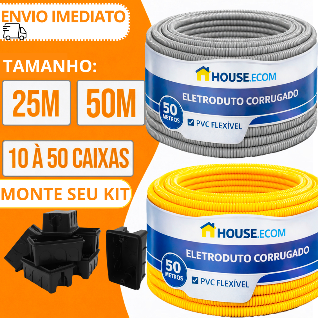 Conduite Eletroduto 3/4  25 á 50 Metros 10 á 50 Caixas Rolo Reforçado