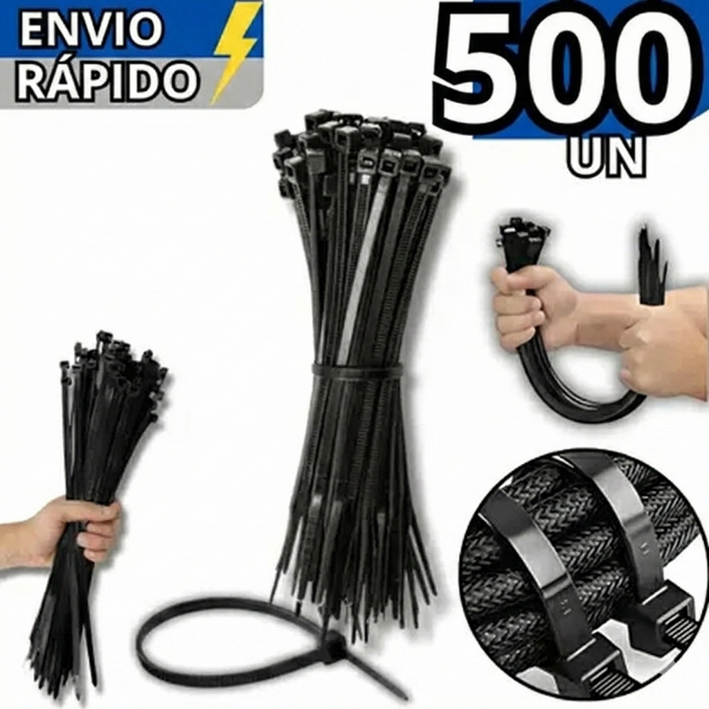 Kit 500 Abraçadeiras Nylon Enforca Gato Preto 150mm x 3.6mm Cinta Plástica Resistente Atacado