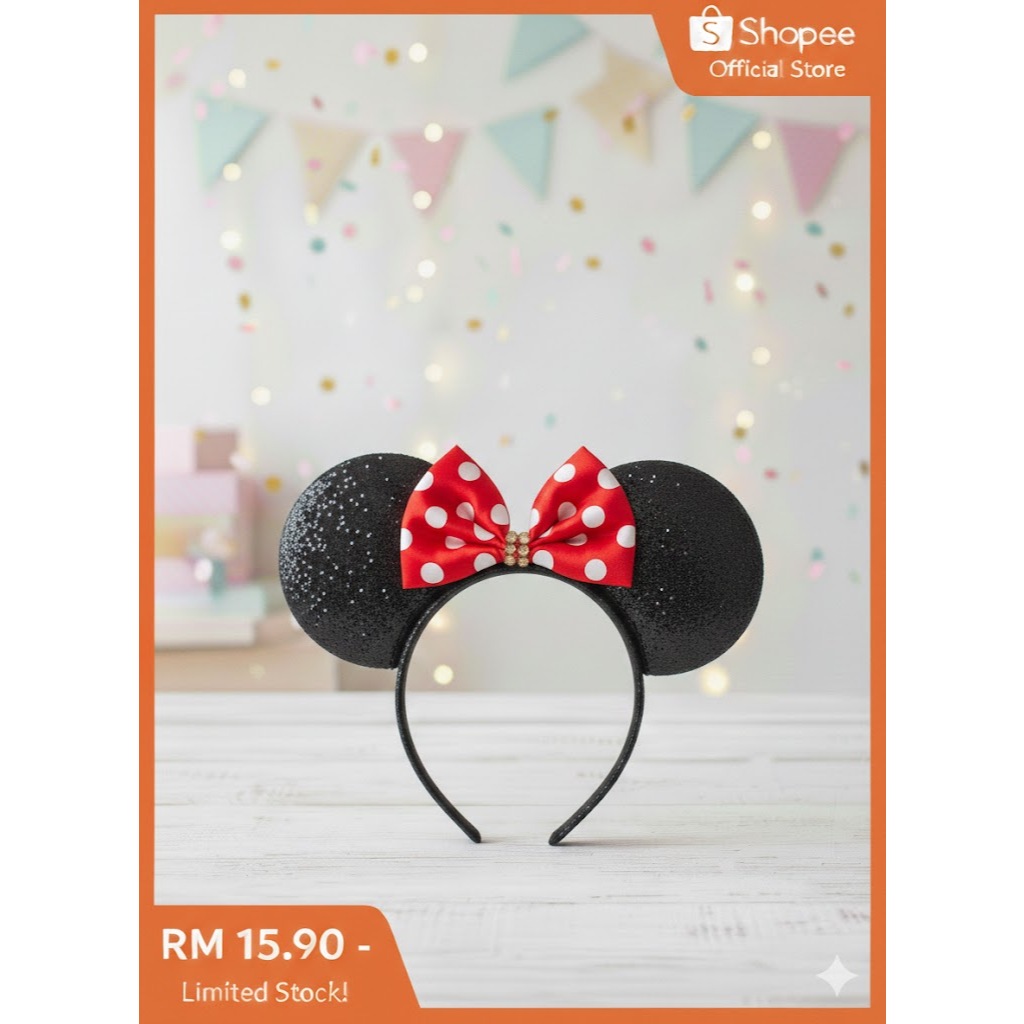Tiara Orelha Minnie Festas Fantasia Personalizada Mundo Rosa Presente Menina Dia Crianças 01 Unidade
