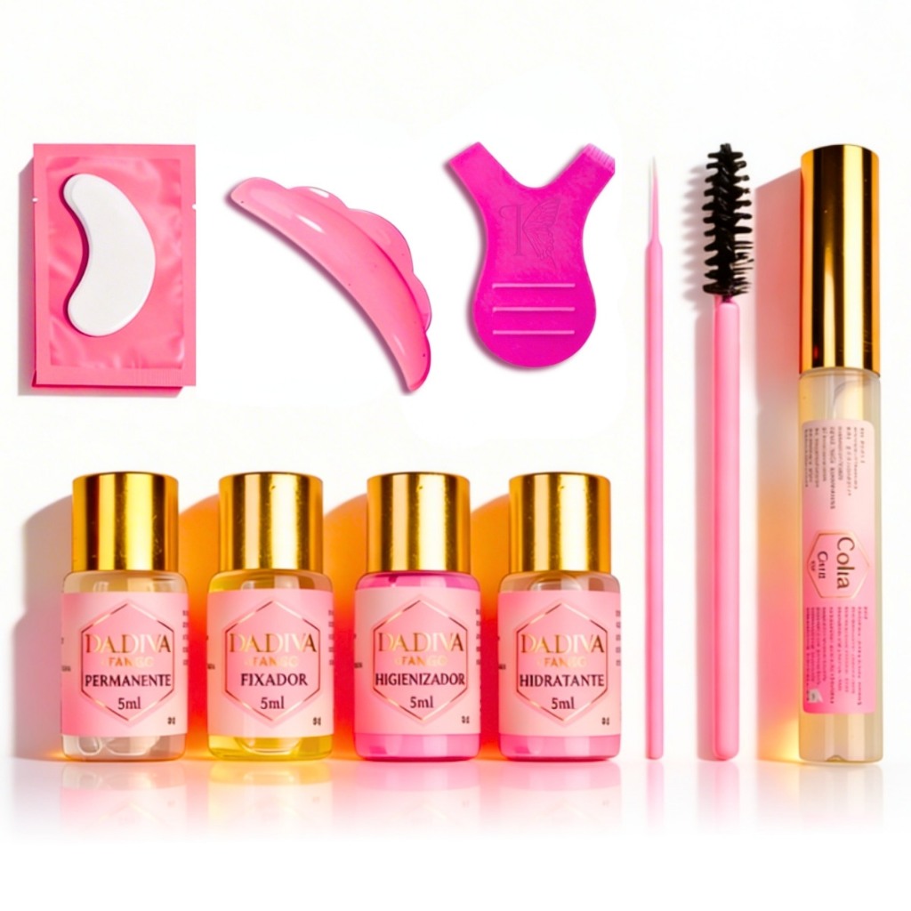 Kit Lash Lifting Da Diva Permanente de Cílios com Espátula Y e Bobs de Silicone