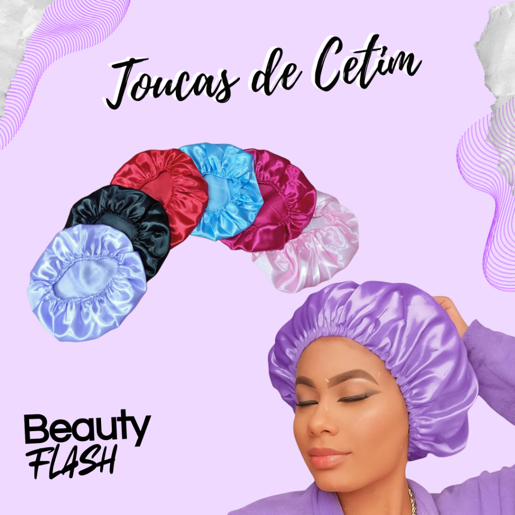 Touca de Cetim Antifrizz para Cabelos Lisos e Cacheados Multicolorido Cronograma Capilar