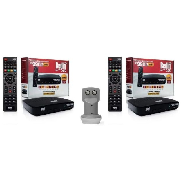 Kit 2 Bedinsat BS9900s + LNBF Duplo Universal Para Antena Parabólica Banda ku