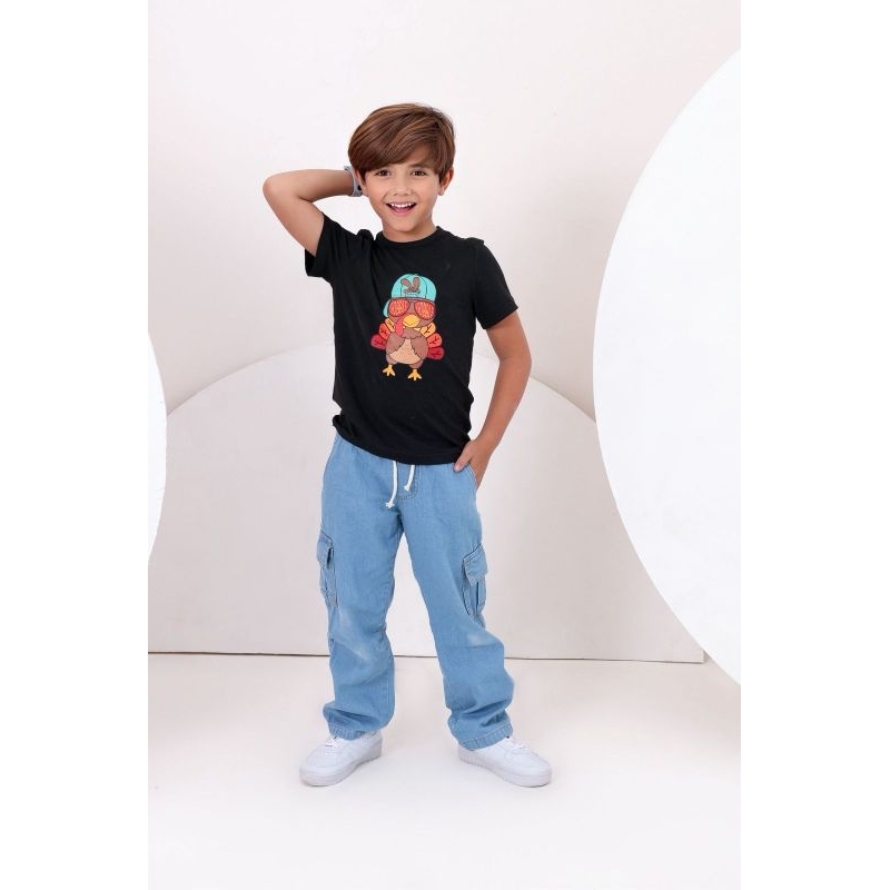 Calça Cargo jeans masculina infantil e juvenil