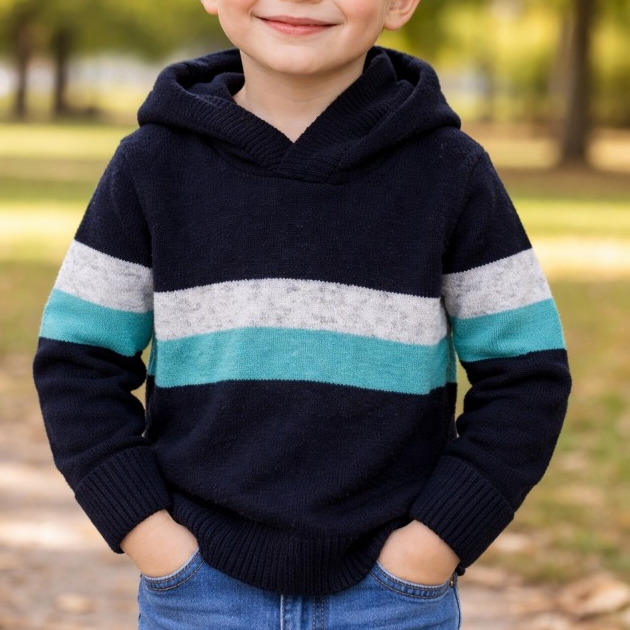 Blusa de mousse com capuz infantil menino tricot inverno trico