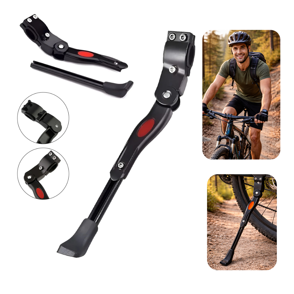 Descanso Pezinho Lateral Bicicleta Com Regulagem Aro 20 A 29 Preto/vermelho
