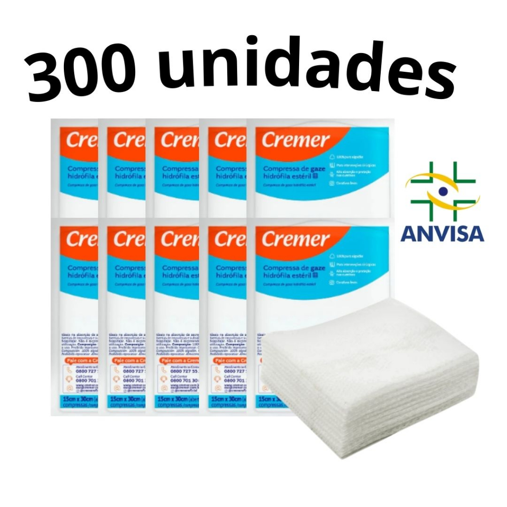 Gaze Estéril  Cremer Curativo Cicatrização Higiene 7,5 X 7,5 Cm 100 A 300 Unidades