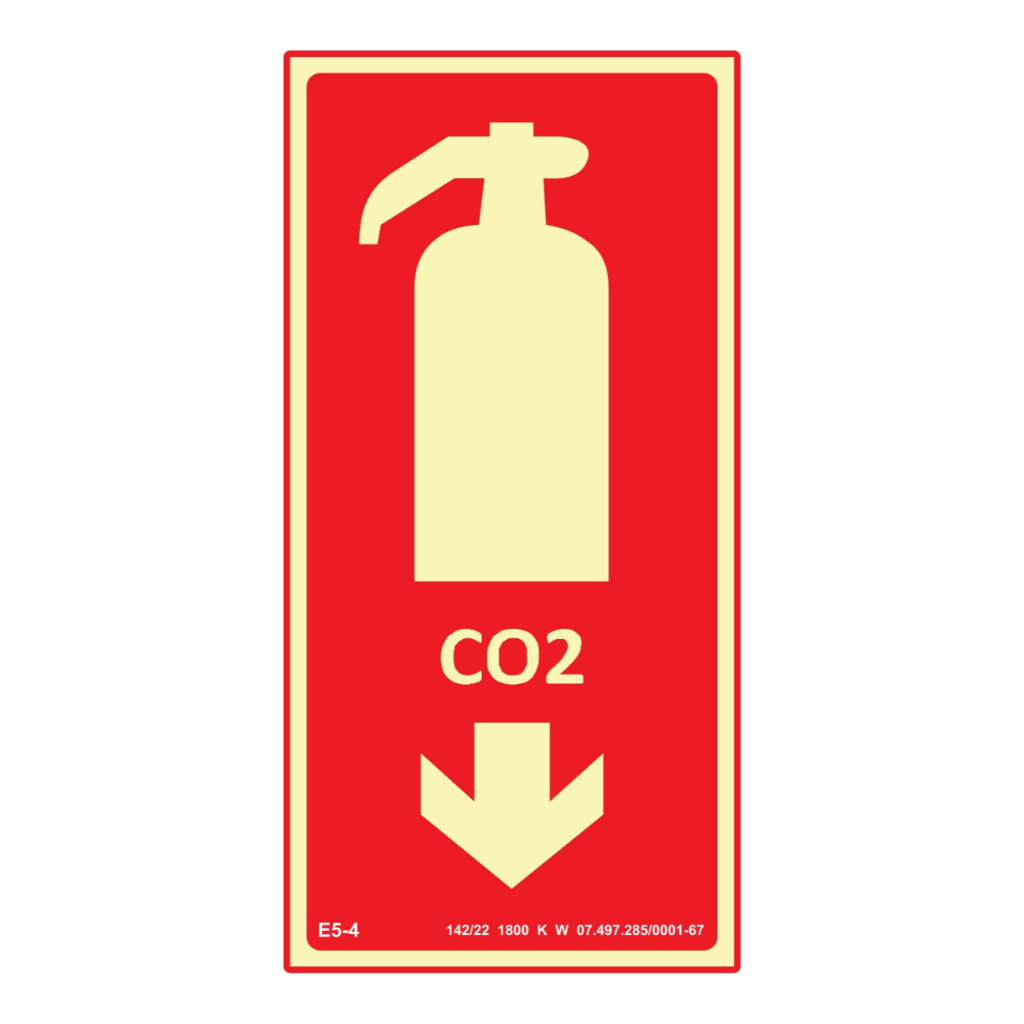 Placa de Sinalização Fotoluminescente Extintor de Incêndio/ Água/ Pó Químico/ BC/ ABC/ CO2