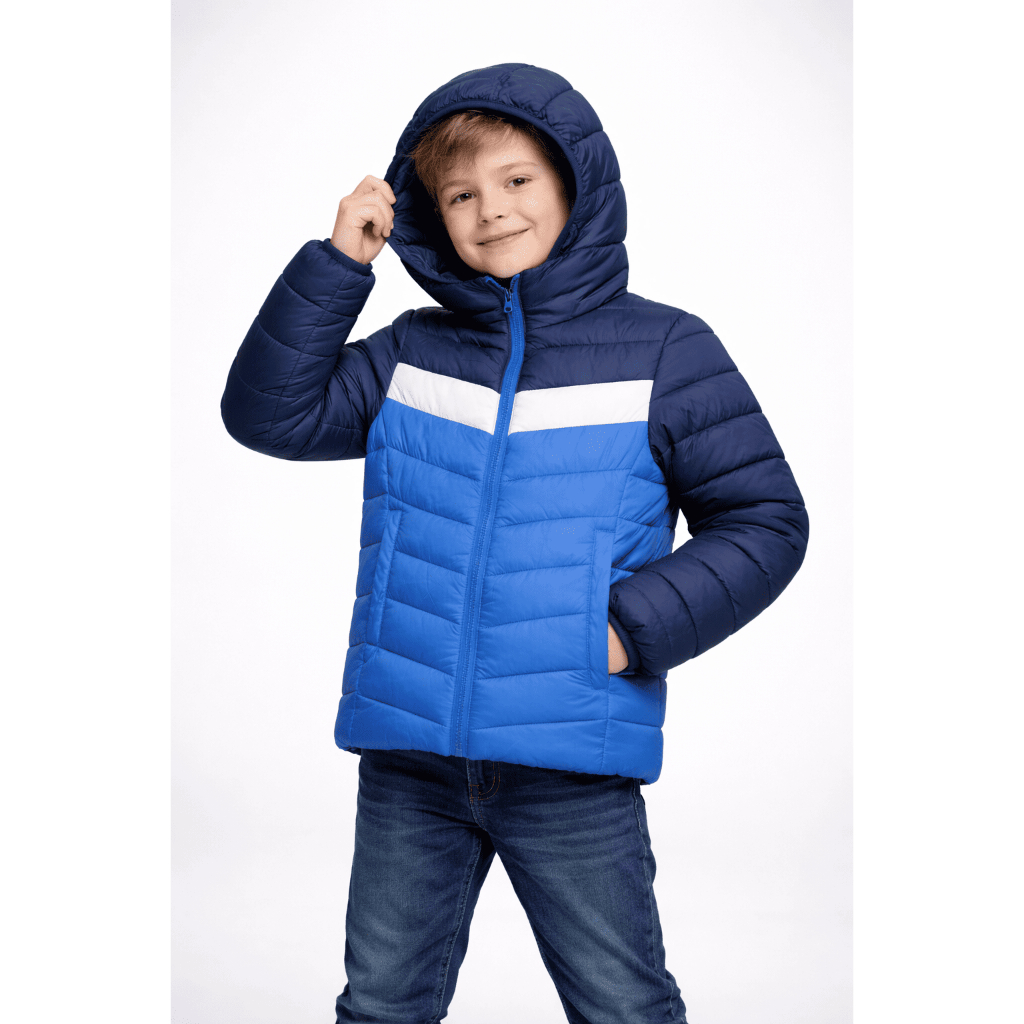 Jaqueta Puffer Infantil Masculina com Capuz Inverno Frio Confortável Quentinha 3 Cores