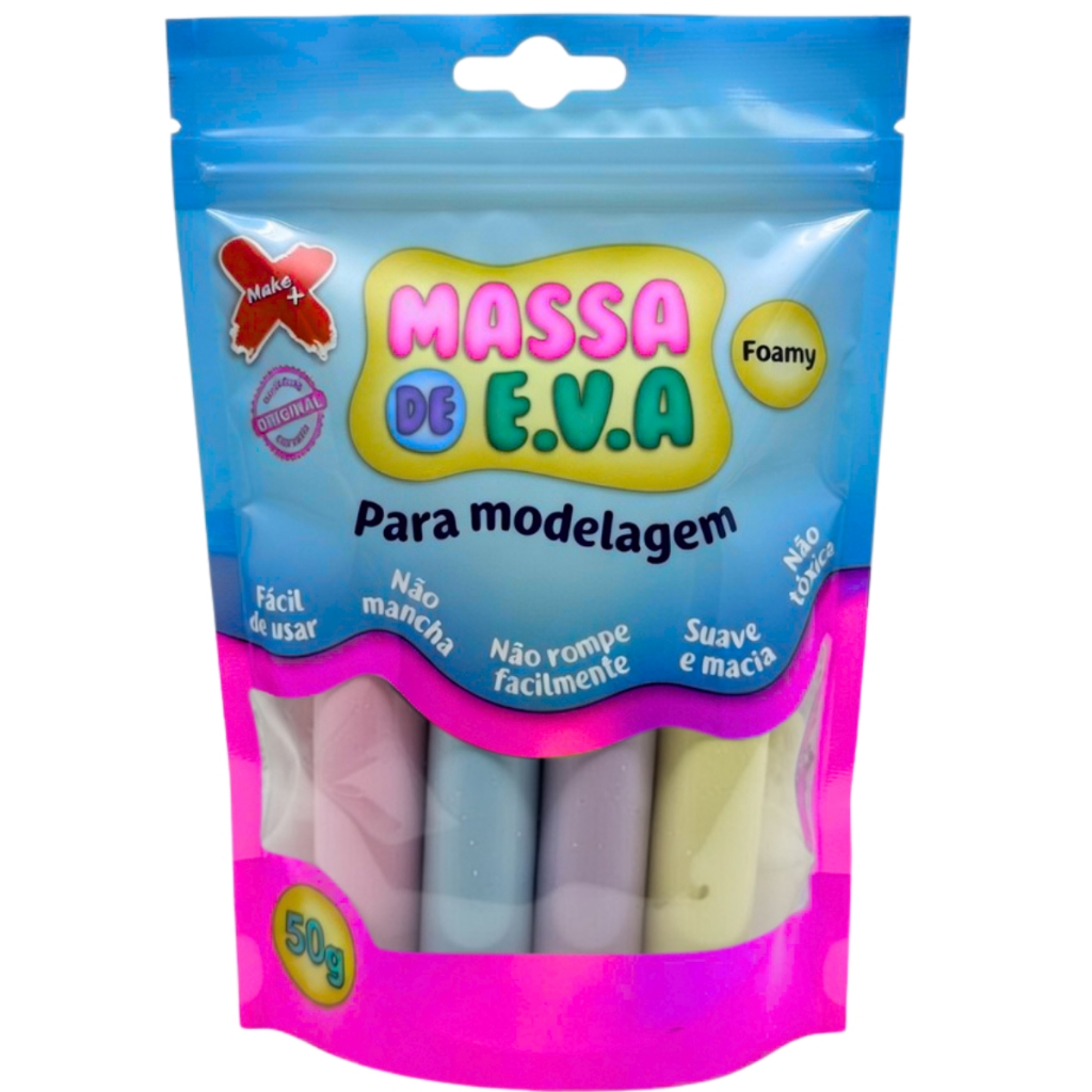 Massa EVA MAKE + 5 Cores Pastel Macia - Ideal para Slime e Modelagem